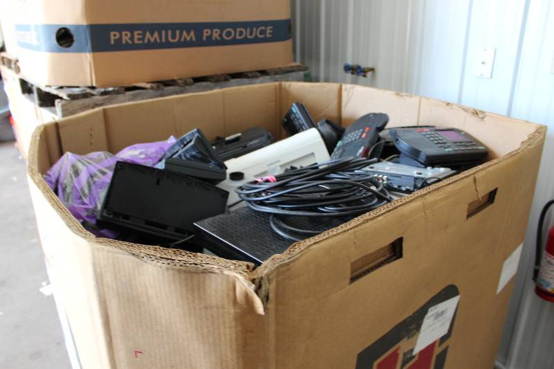 lot 1 image: Gaylord Box Lot of Used Electronics Including Multi-Function Printer, Networking Equipment, Office Phones, And More 448lbs Total Weight.