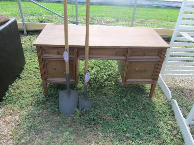 Old Desk and 2 Shovels