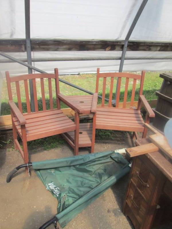 2 Patio Chairs and End Table
