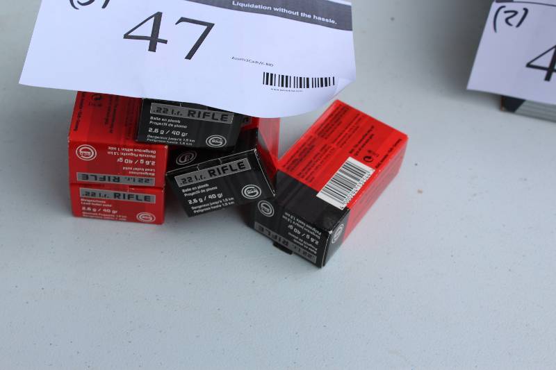 Lot of (5) Boxes .22 L.R. Rifle Bullets, 50 Rounds per Box, .