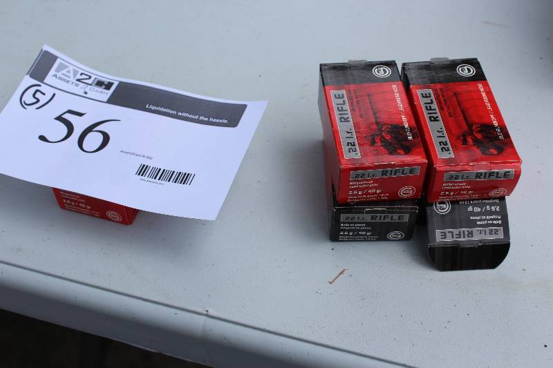 Lot of (5) Boxes .22 L.R. Rifle Bullets, 50 Rounds per Box, .
