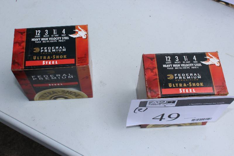 Box Lot of (2) Federal Premium 12-Gauge Shotgun Shells Steel. 25 Shells Per Box