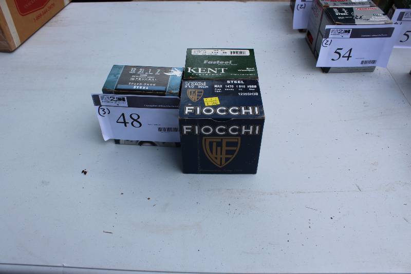 Box Lot of (3) 12-Gauge Shotgun Shells Steel Kent & Fiocchi. 25 Shells Per Box