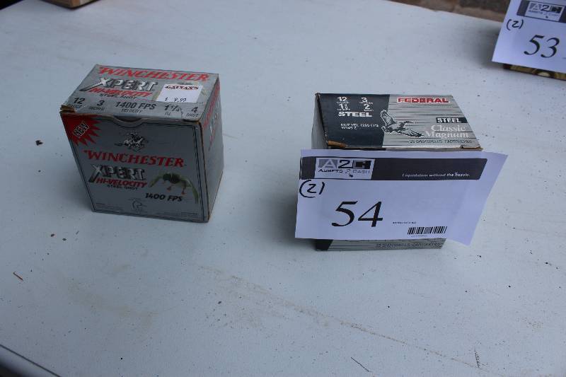 Box Lot of (2) 12-Gauge Shotgun Shells Steel Federal & Winchester. 25 Shells Per Box