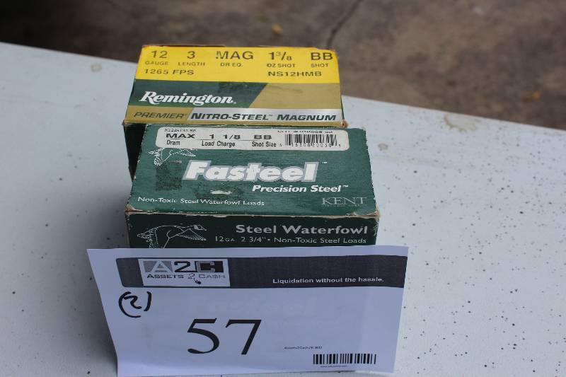 Box Lot of (2) 12-Gauge Steel Shotgun Shells. 25 Shells Per Box