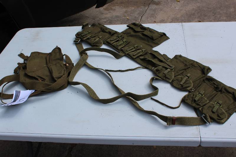 Lot of (2) Including Vintage Ammo Belt wPouches Vintage Canteen Pouch.