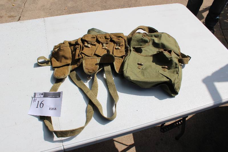 Lot of (2) Including Vintage Ammo Belt wPouches Vintage Canteen Pouch.
