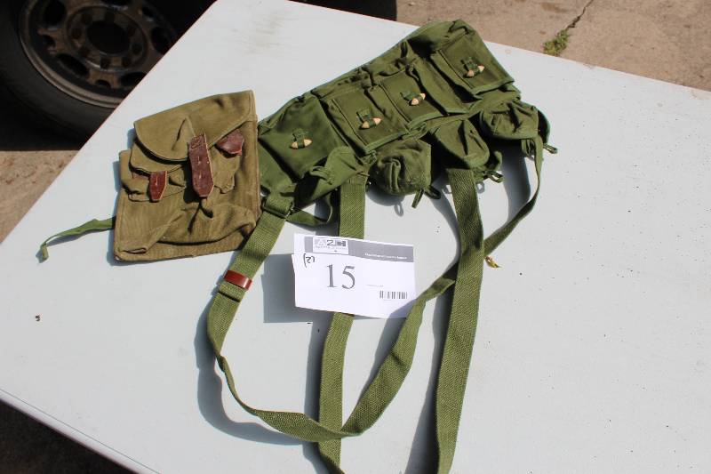 Lot of (2) Including Vintage Ammo Belt wPouches Vintage Canteen Pouch.