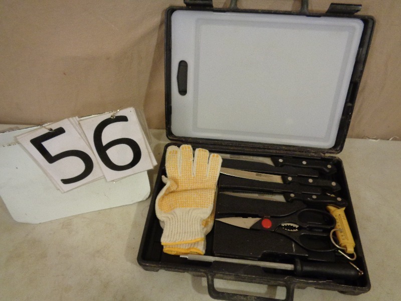 lot 56 image: Fish Filleting Knife Set in Case