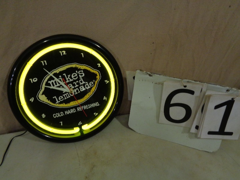 lot 61 image: Mikes Hard Lemonade Neon Clock