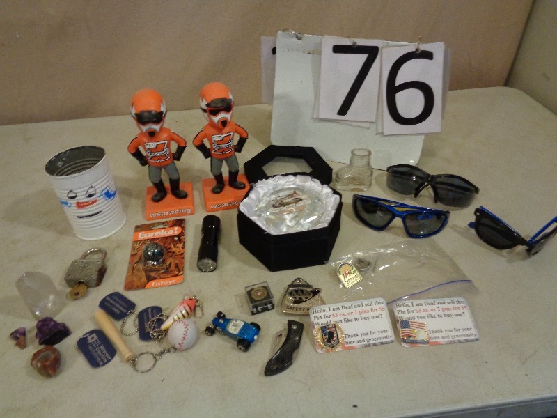 lot 76 image: Snowmobile Bobbeheads, Large Diamond Paperweight, and More