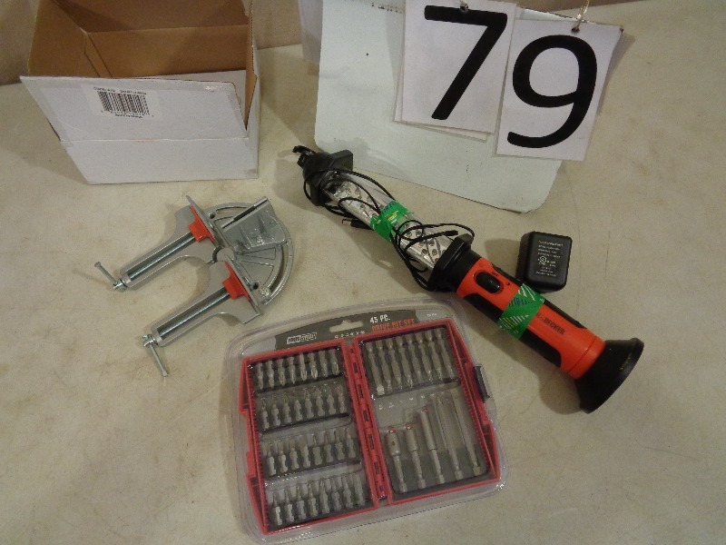 lot 79 image: Bit Set, LED Light, and Corner Clamp