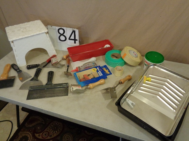 lot 84 image: Folding Stool and Drywall Supplies