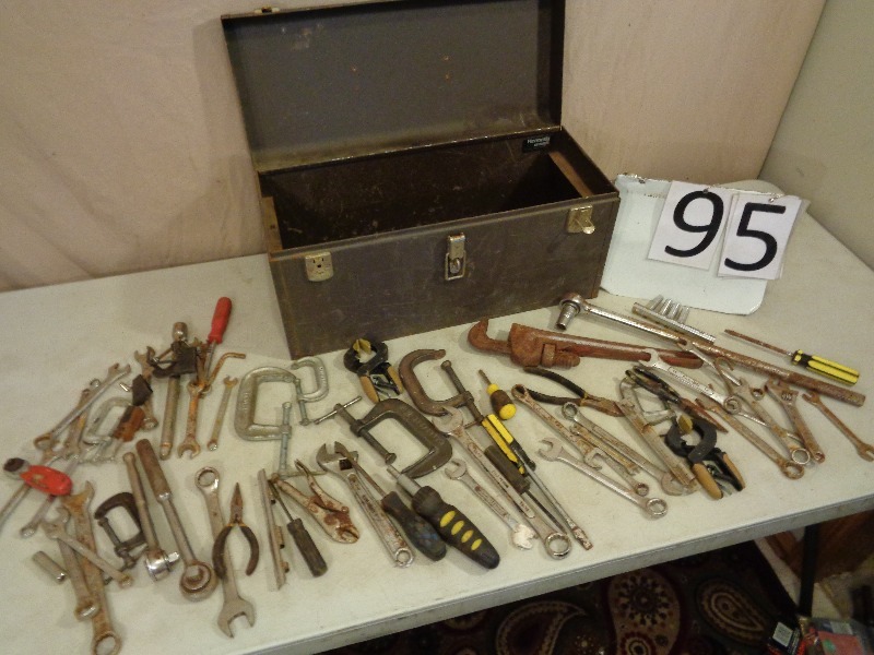 lot 95 image: Kennedy Toolbox with C Clamps and More