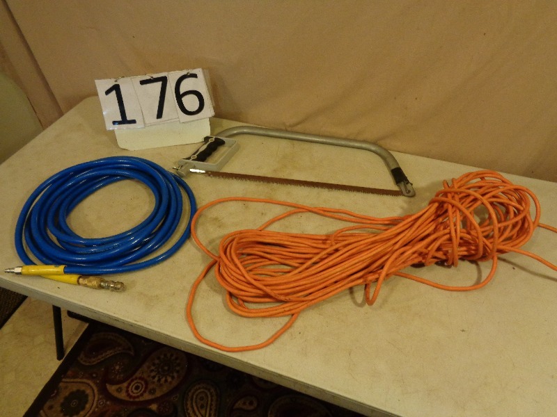 lot 176 image: Extension Cord, Airhose, and Saw