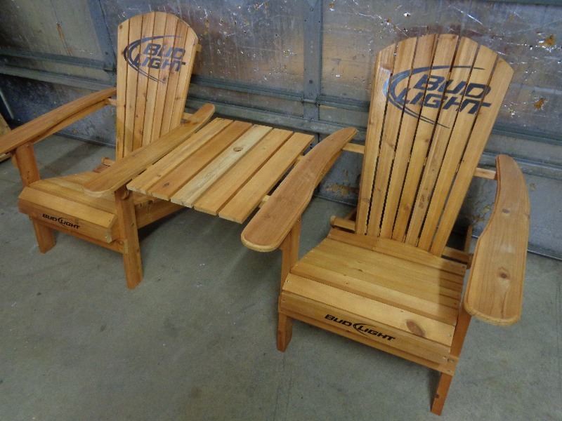 lot 2A image: Bud Light Adirondack Chairs with Table