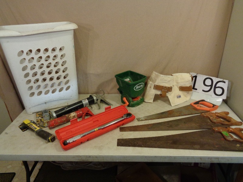 lot 196 image: Torque Wrench, Saws, Toolbelt, and More