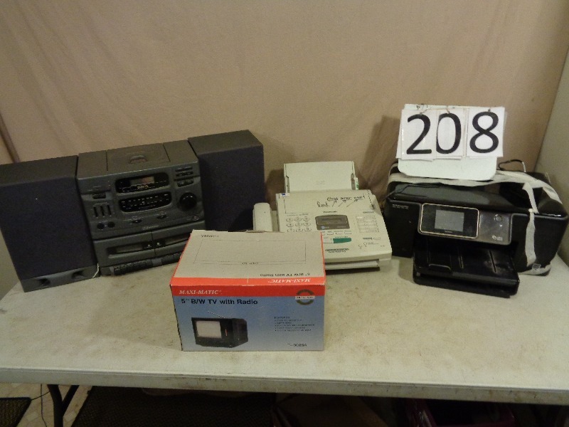 lot 208 image: Fax Machine, Printer, and Assorted Electronics