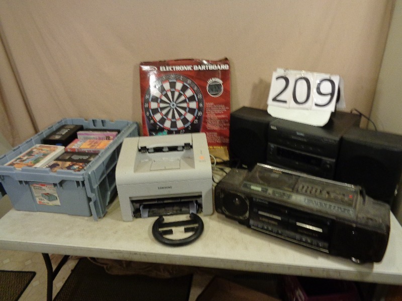 lot 209 image: Electric Dartboard, Stereo, and More