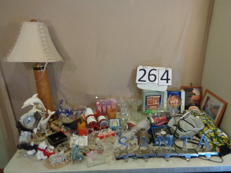 lot 264 image: Stocking Holders, Lamp, and Decor