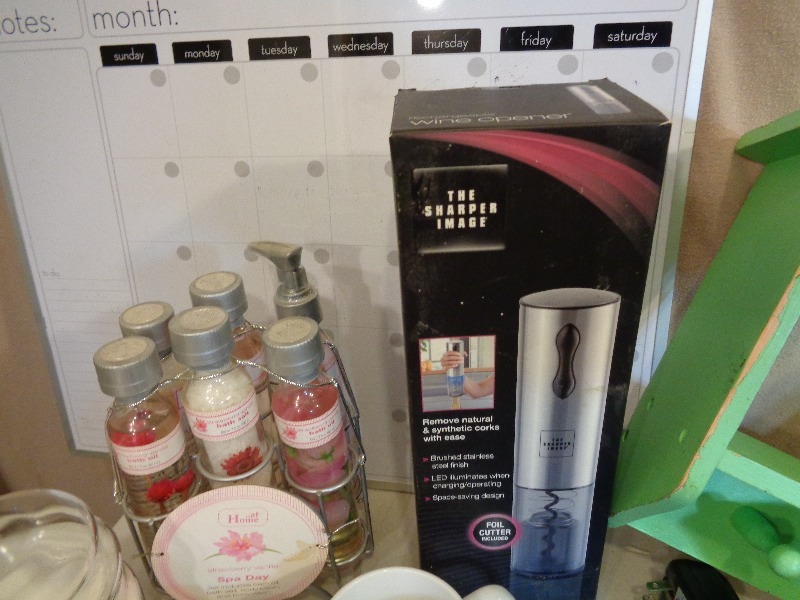 lot 265 image: Shelves, Decor, Cordless Wine Opener, and More