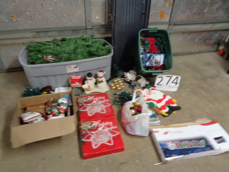 lot 274 image: Christmas Tree, Lights, Ornaments, Decorations, Etc.