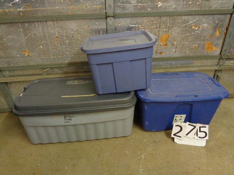 lot 275 image: 3 Large Totes with Lids