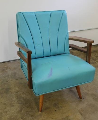 Blue Vinyl and Wood Rocker 26 w x ...