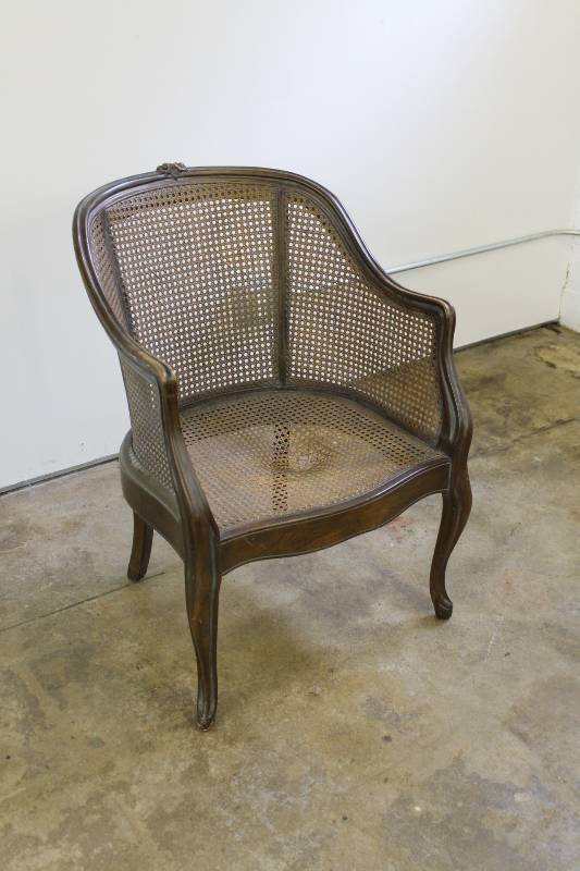 Wood and Cane Chair with Hole in Se...
