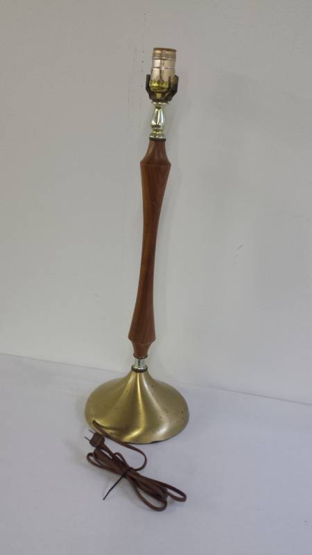 Teak and Gold Mid Century Lamp...