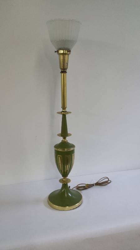 Tall Green Provincial Lamp with Mil...