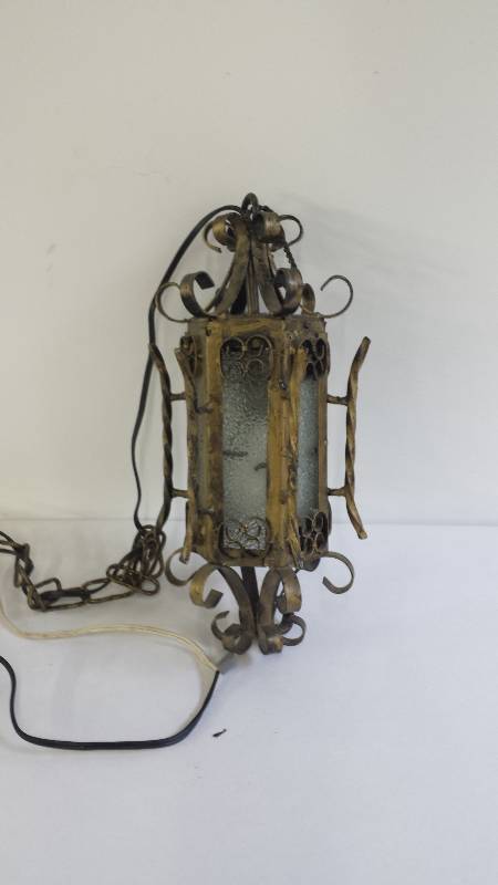 Small Iron Chandelier with Glass Pa...