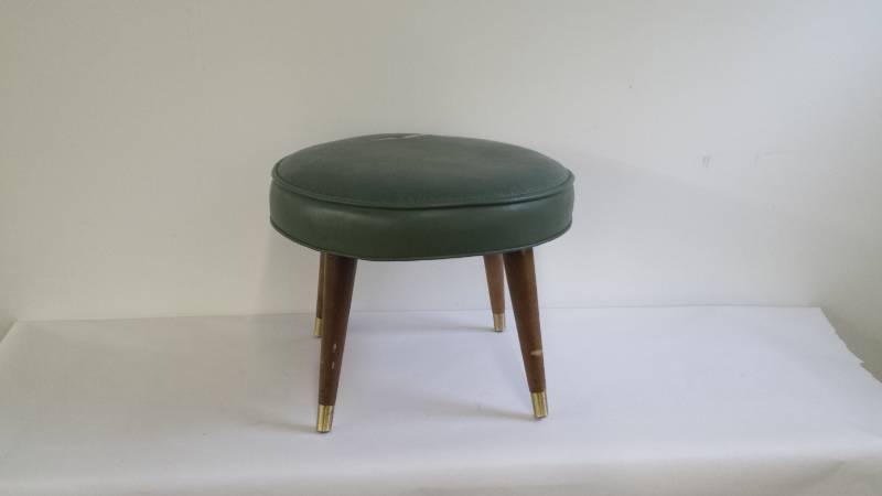 Mid Century Round Vinyl Footstool. ...