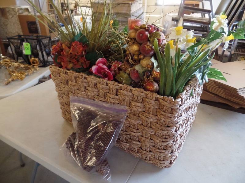 Woven Basket and Flowers
