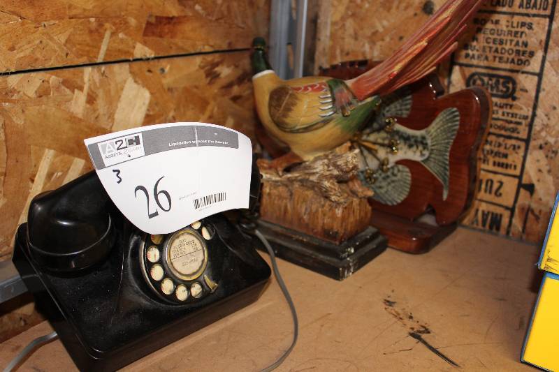 lot 26 image: Lot of (3) Including Earls Cypress Wood Clocks By Earl Banks Decorative Fish Wooden Decoration.