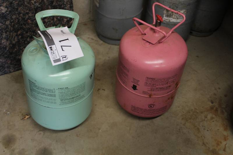lot 71 image: Lot of (2) Including Refrigerant R410A and R38 almost full.