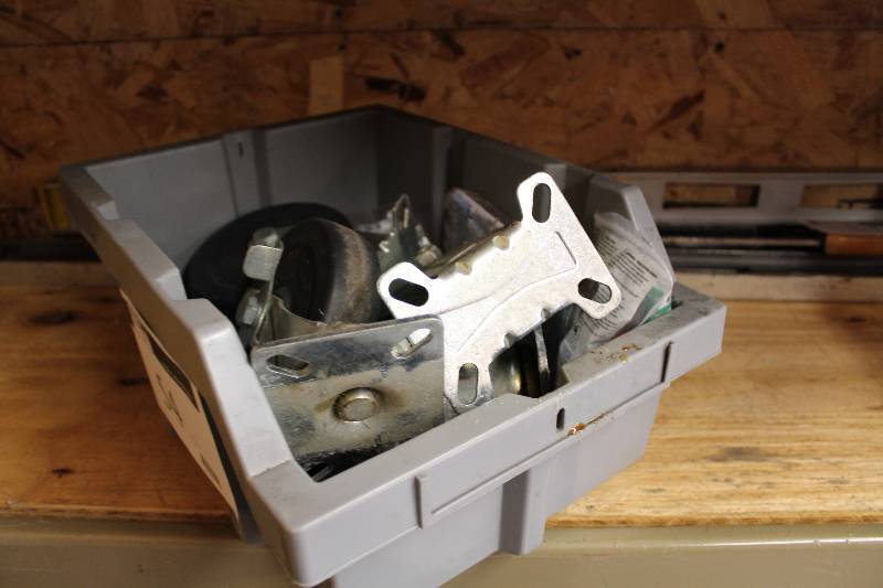 lot 54 image: Container Lot Including Wheel Casters, app. 2 ct Miscellaneous Hardware.