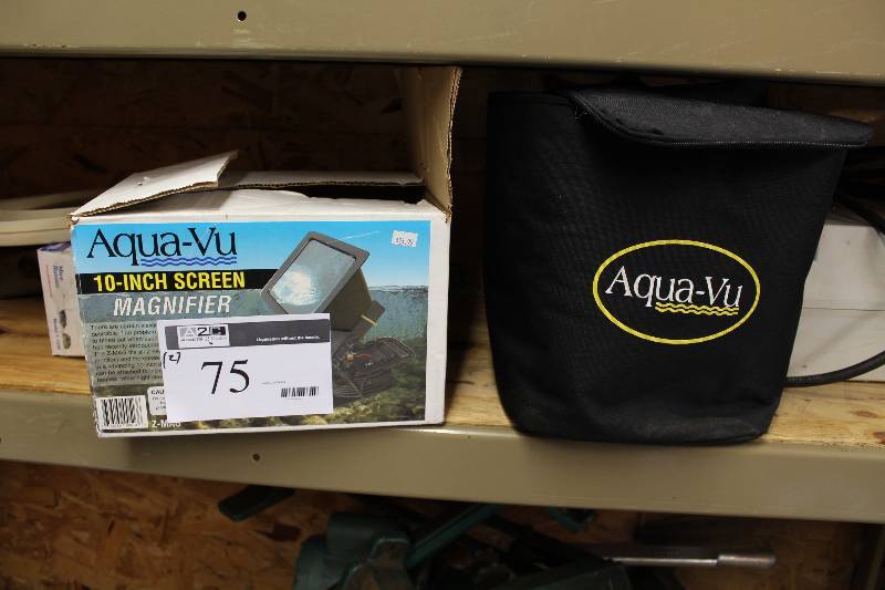 lot 75 image: Lot of (2) Including AQUA view underwater camera with 10 magnifier screen  Aqua-Vu Bag wContents.  SRP  $500.00