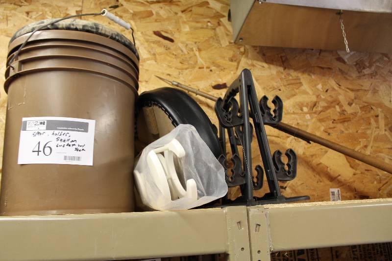 lot 46 image: Lot of (2) Including Fishing Rod Holder 5 Gal. Bucket wSeat.