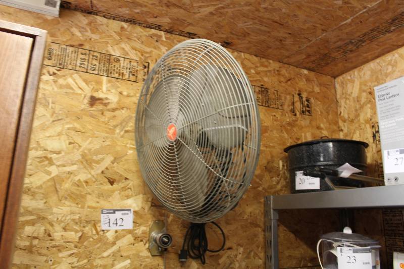 lot 142 image: Wall-Mounted Fan Requires Tools For Removal.