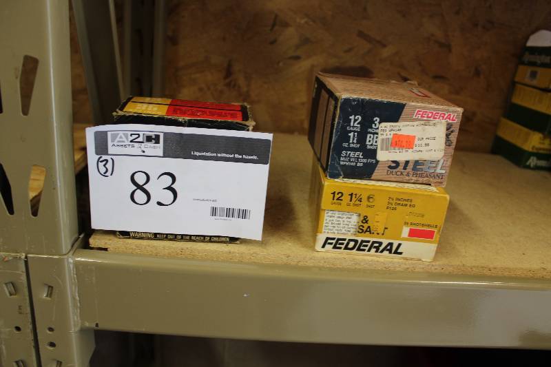 lot 83 image: Box Lot of (3) 12 Gauge Shotgun Shells.