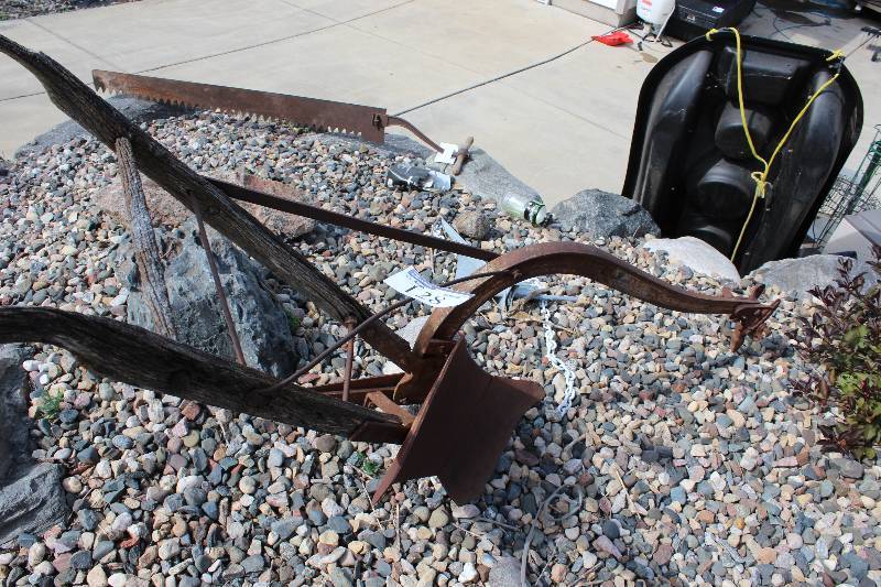 lot 128 image: Vintage Single bottom plow 93 Length.