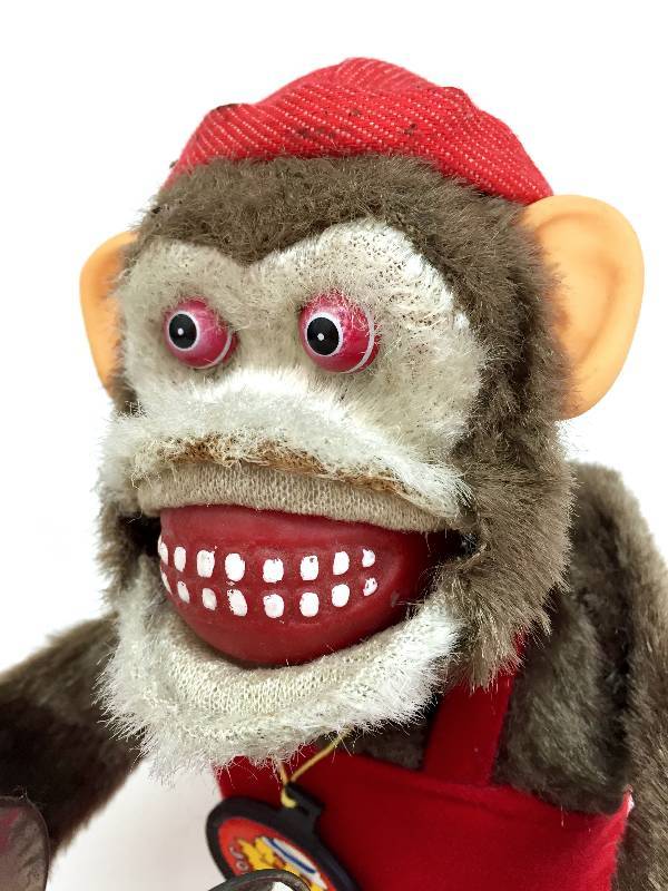 lot 3 image: Cursed Jolly Chimp in protective Glass and wood display Box