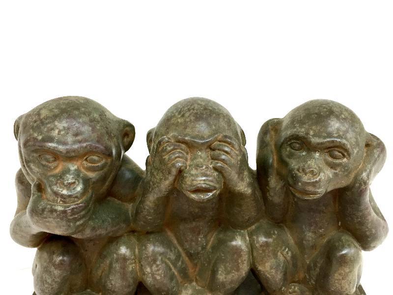 lot 9 image: See no Evil Hear no Evil Speak no Evil sculpture