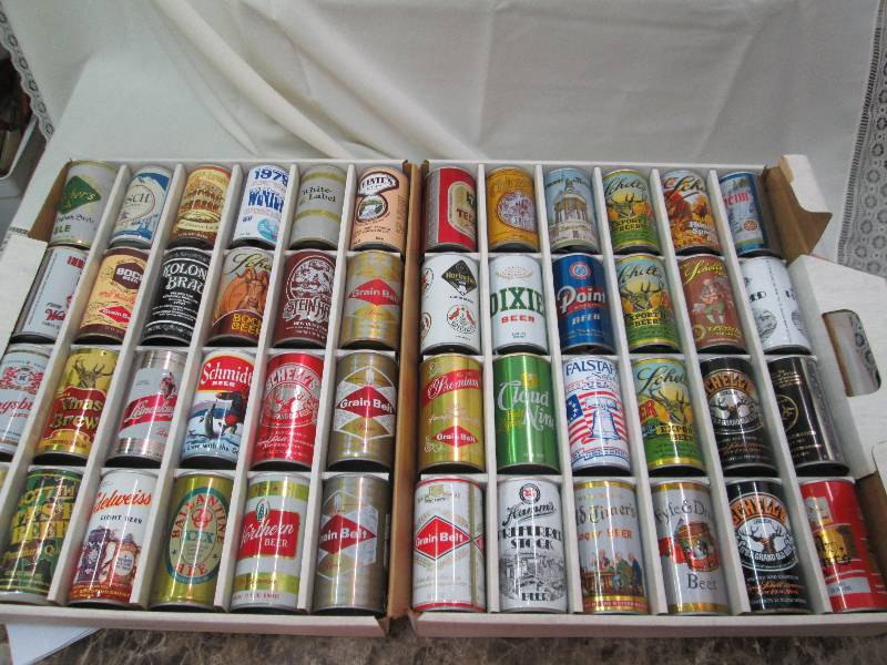 Old beer cans from Grain Belt,  Ham...