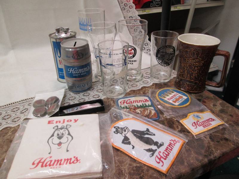 5- Hamms  beer glass, mug,  pig ba...