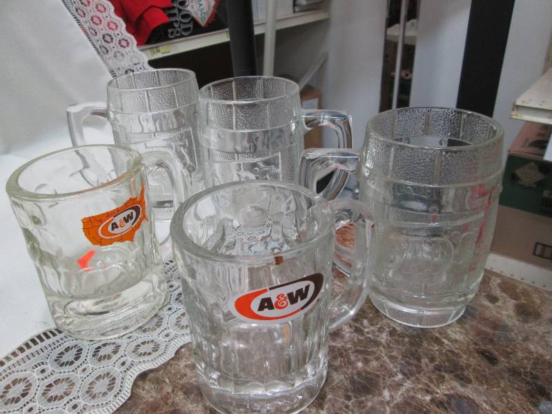 3- Dads mugs and  2-A&W mugs...