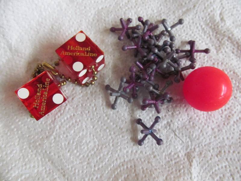 Jacks and ball, key chain