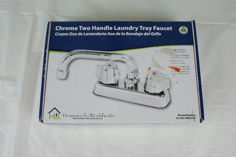 Homewerks Chrome Laundry Tray Tub Sink Faucet & Hose End Adapter