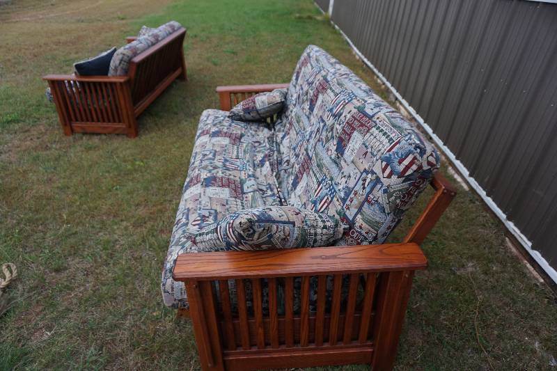 lot 31 image: Queen Size Wood Futon and Mattress